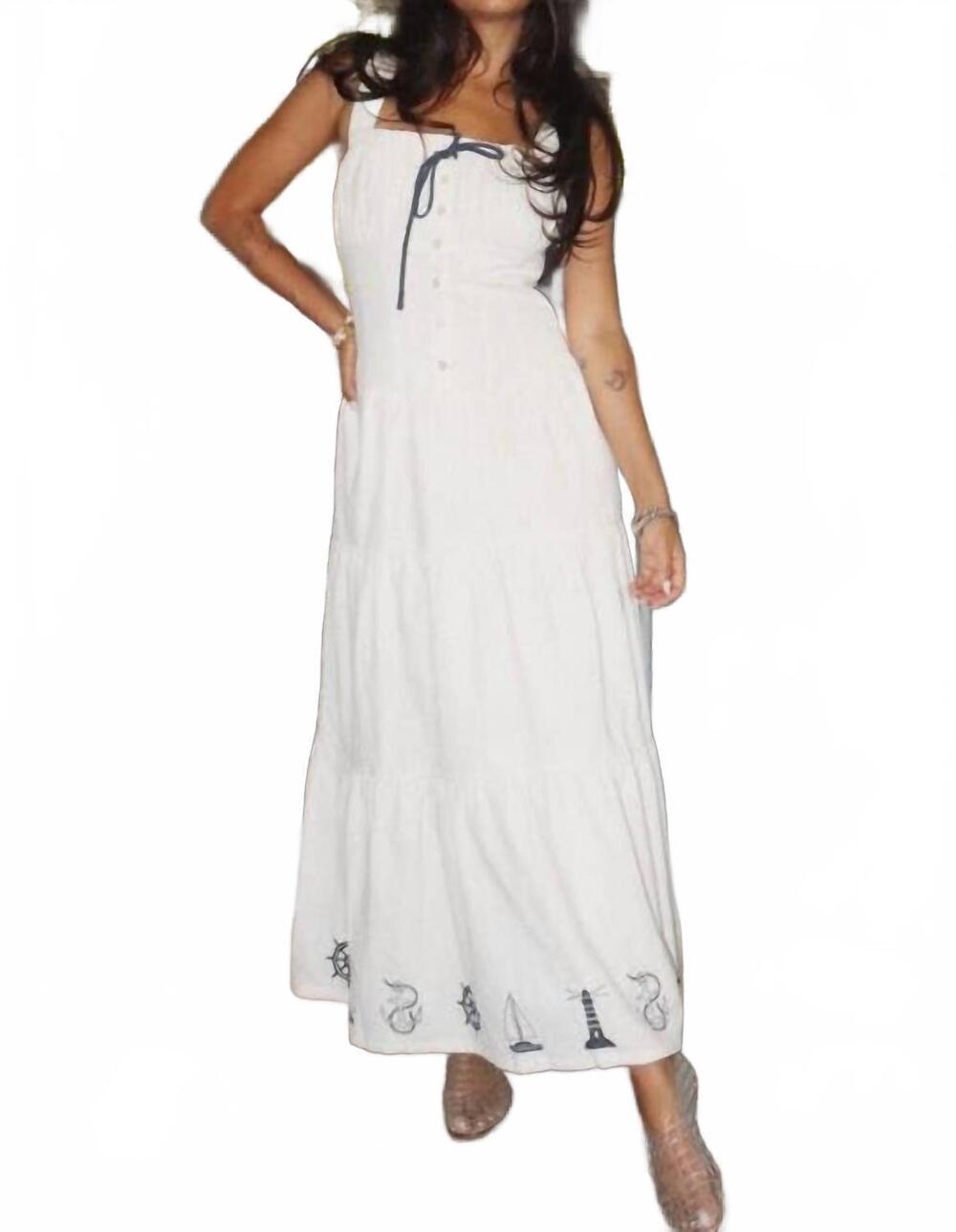 NEW BAILEY ROSE nautical tie maxi dress in off white